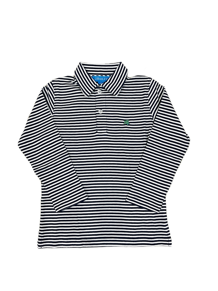 Harry Nvy/White LS Stripe Polo