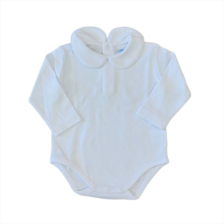 White Trim Knit Boys LS Onesie