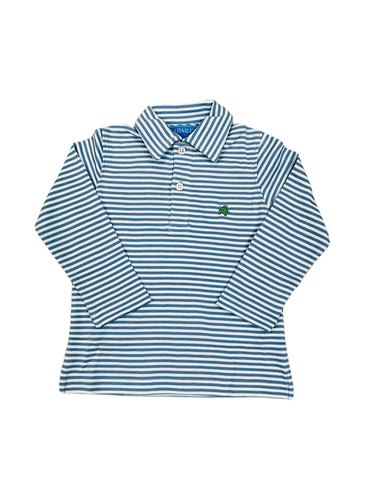 Harry BL/White LS Stripe Polo