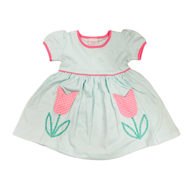 Aqua Pink Tulip Pockets Dress