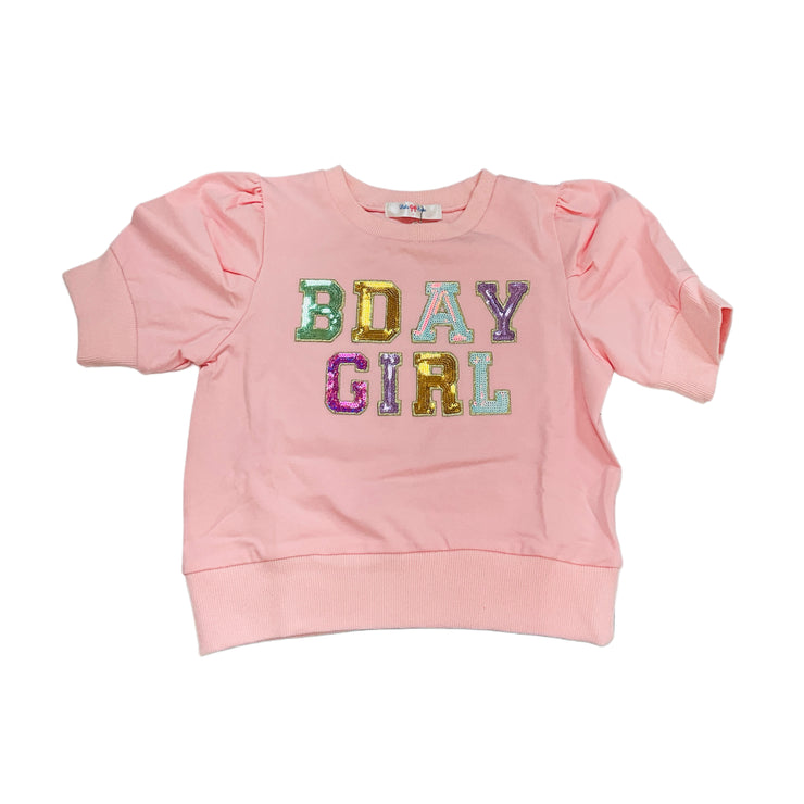 Pink Bday Girl Sequin Top