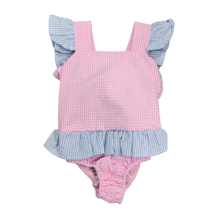 Pink and Blue Ruffles Swimsuit