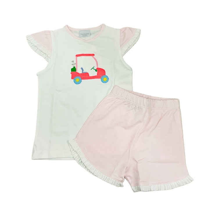 Golf Cart Putting Pink mini Stripe Short Set