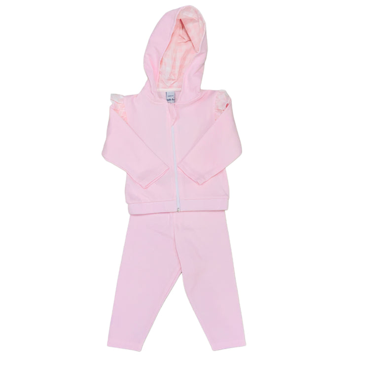 Pink Ruffled Hoodie Pant Set