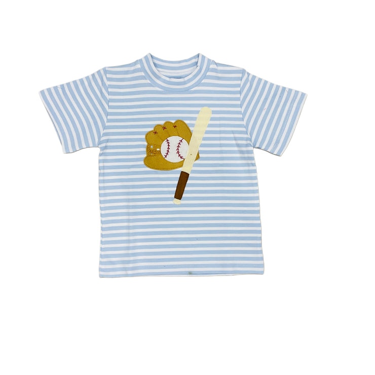 Blue Wide Stripe Baseball Tee