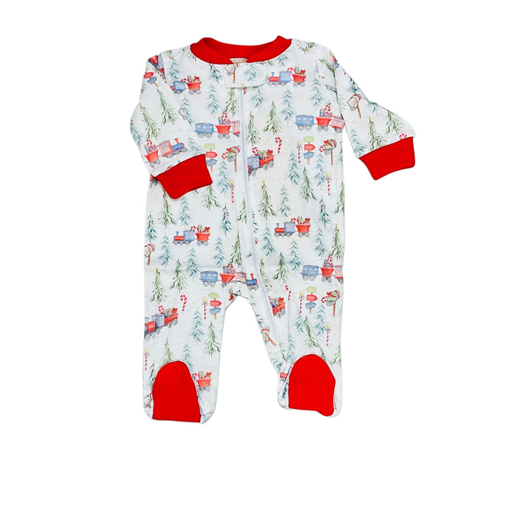 Polar Express Print Zip Footie