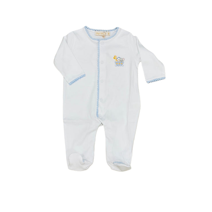 Blue Ark Footie w Crochet Trim