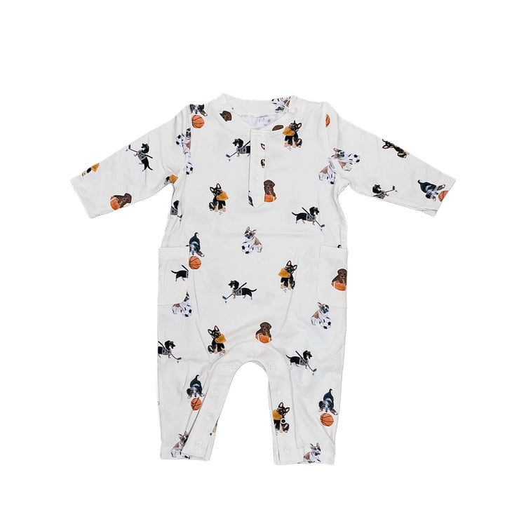 Ivory Tan Sporty Pup Romper