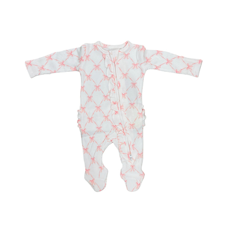 Wh/LP Ribbon Bow Ruff Zip Foot