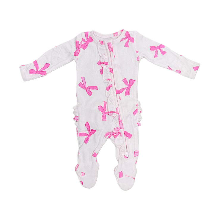Lt Pk Pretty Bow Ruff Zip Foot