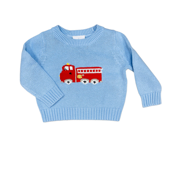 Intarsia Sweater Fire Truck
