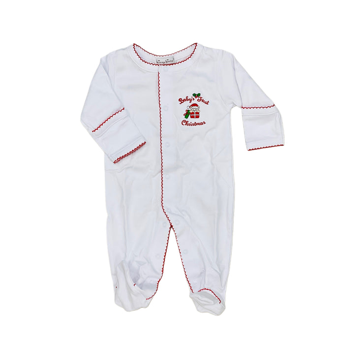 Wh/Rd Baby First Cmas Footie