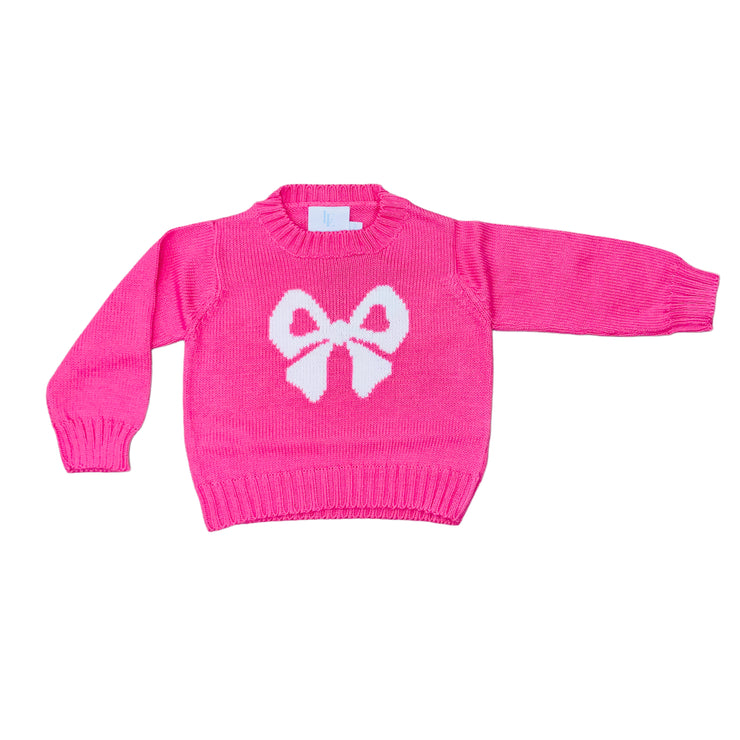 Intarsia Sweater Hot Pink Bow