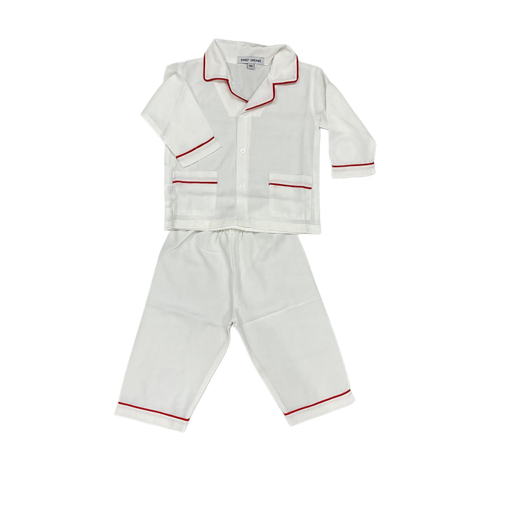 White Red Trim PJs