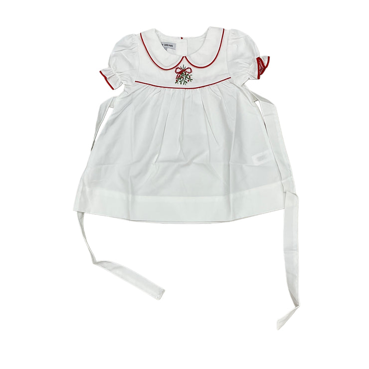 Mistletoe Embroidered White Dress