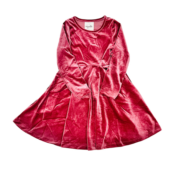 Merilee Cranberry Velvet Dress