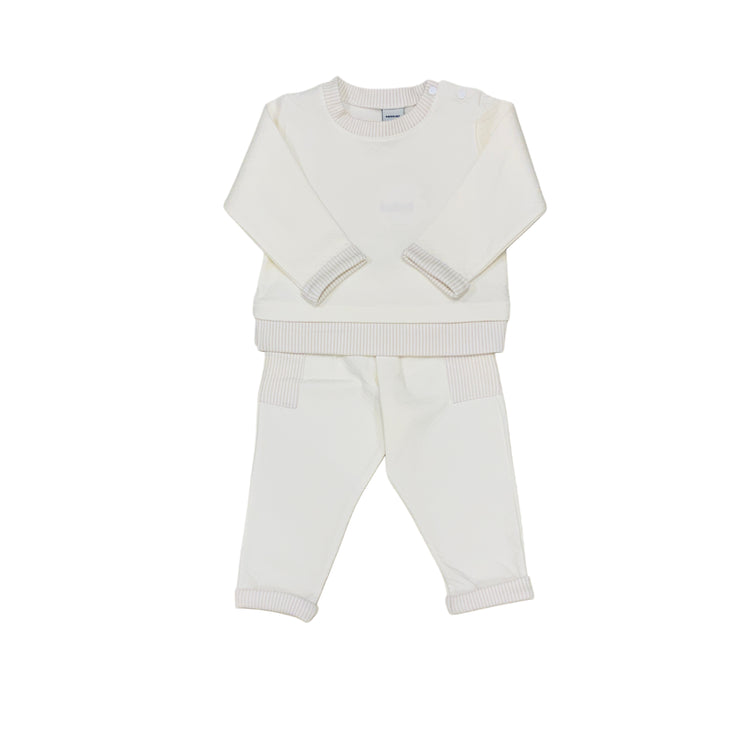 Cream 2 Piece Quilted Pant Set