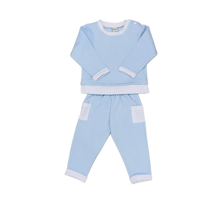 Blue 2 Piece Quilted Pant Set