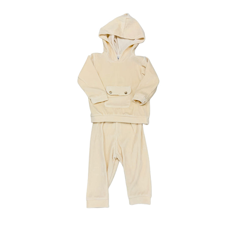 Beige Pocket Hoodie Pant Set