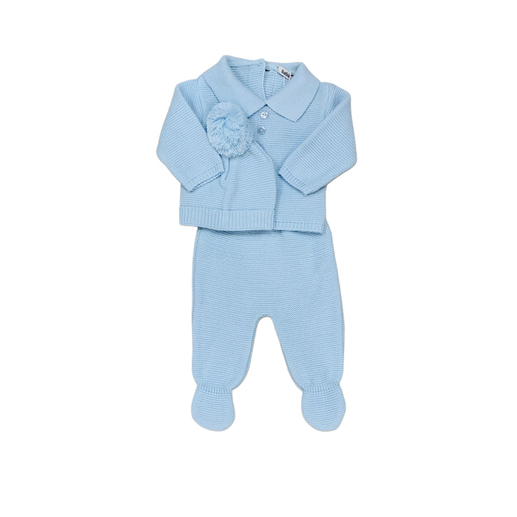 Blue 2 Piece Knitted Footed Set