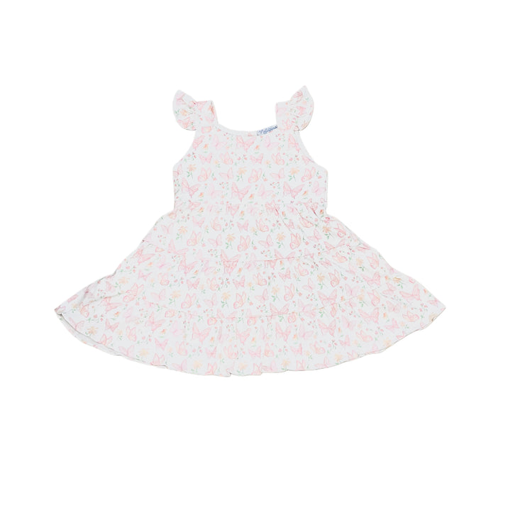 Butterflies Print Ruffle Dress