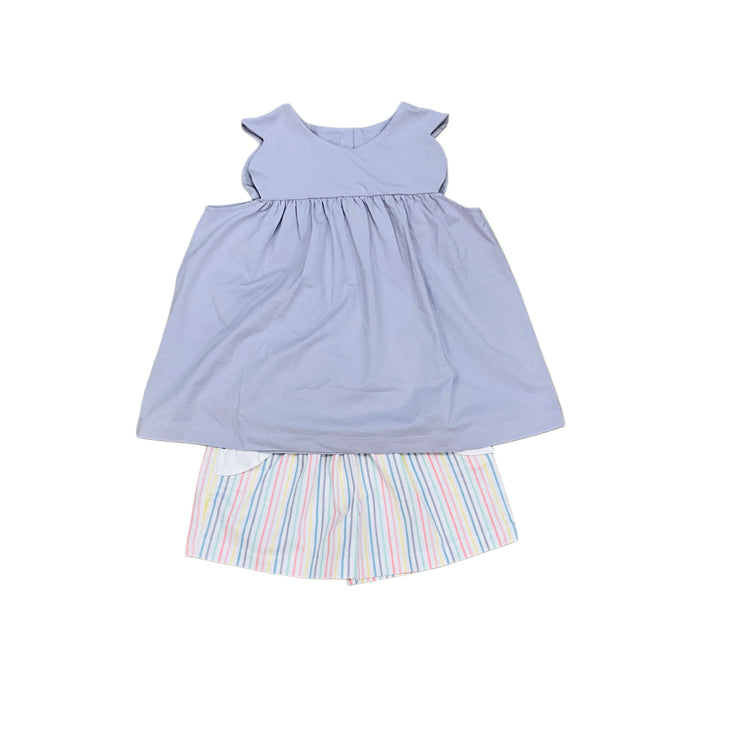 Pastel Stripe Scallp Short Set