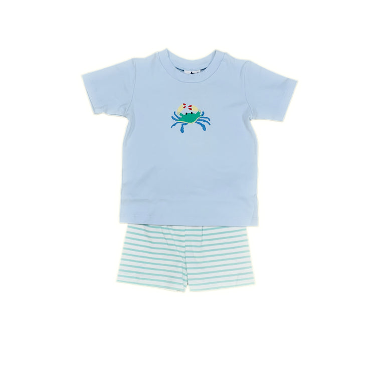 Mint Stripe Crab Short Set