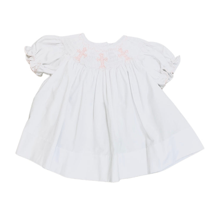 White/Pink Cross Smock Bishop