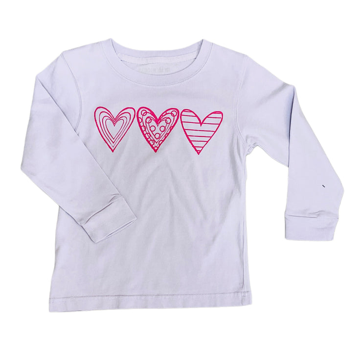 Light Purple Trio Hearts Tee LS