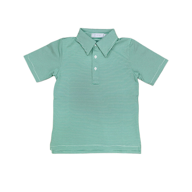 Green/White Stripe Polo Perf