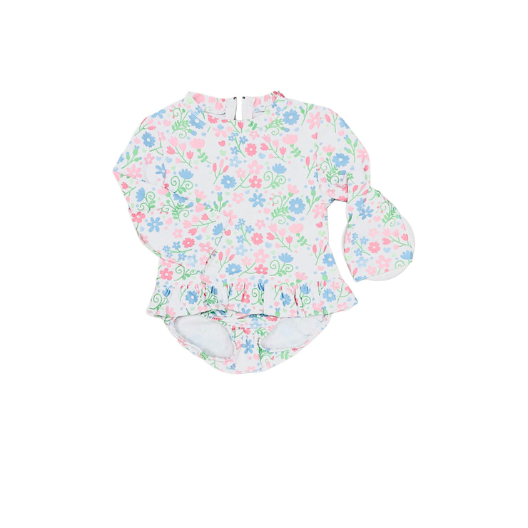 Flower Rash Guard Swimsuit