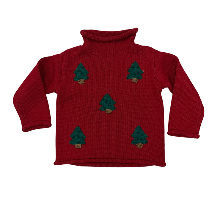 Red Tree Crochet Sweater