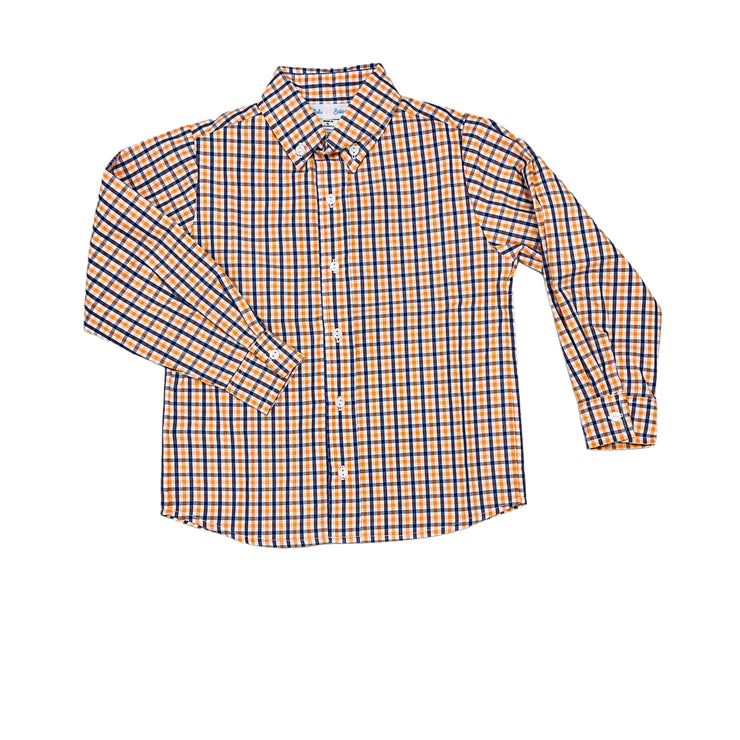 Navy/Orange Gingham Button Down