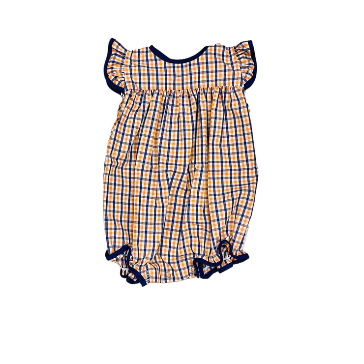 Navy/Orange Gingham Ruffle Bubble
