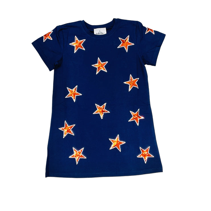 Navy Orange Star Dress_bc