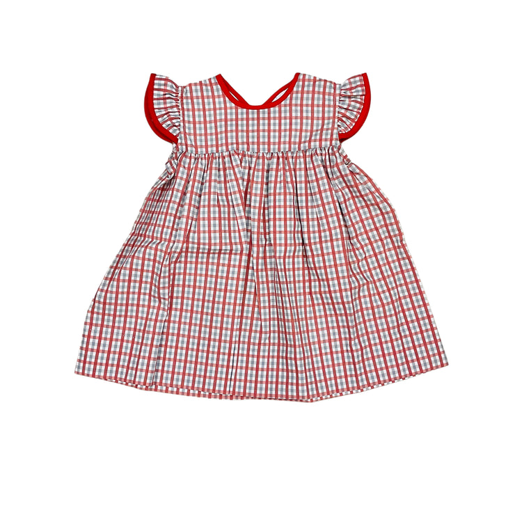 Red/Grey Gingham Ruffle Dress