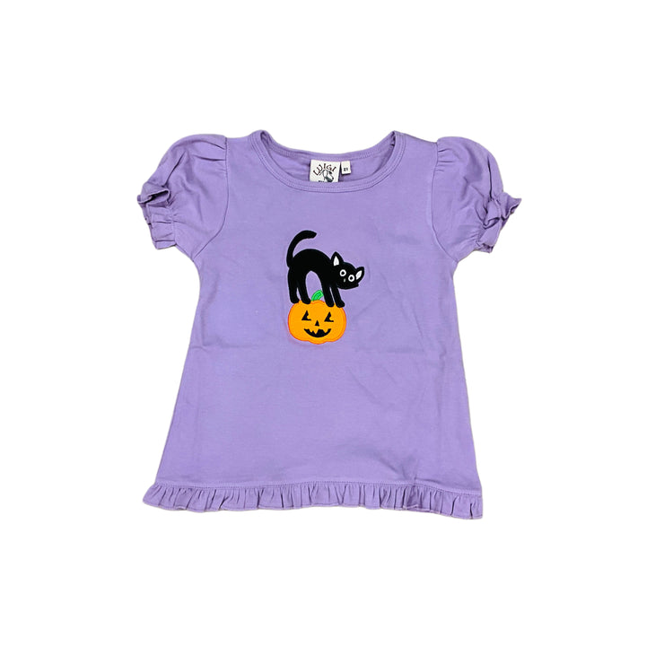 Black Cat/Pumpkin Lavender Swing Top