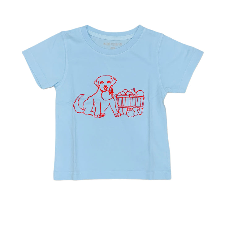 Lt Blue Puppy with Apples T-Shirt SS