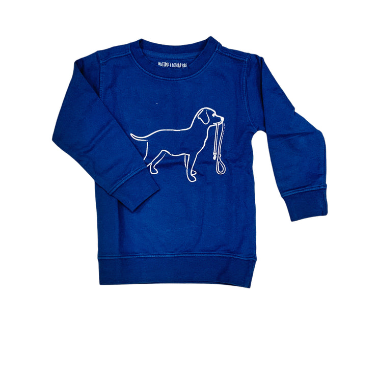 Navy Dog with Leash Sweatshirt LS