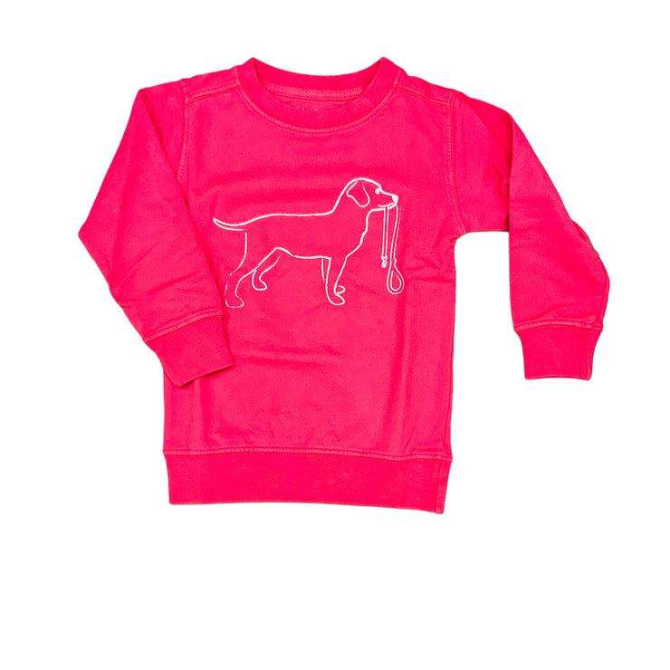 Pink Dog with Leash LS Sweatshirt