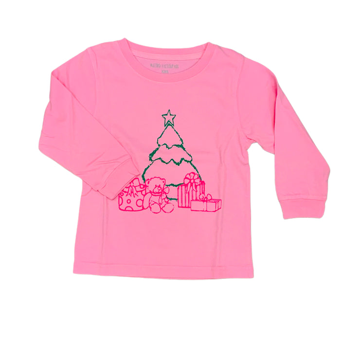Pink Christmas Tree with Presents Ls Tee