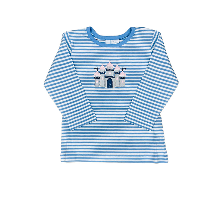 Lt Bl Stri Castle Appl Tee