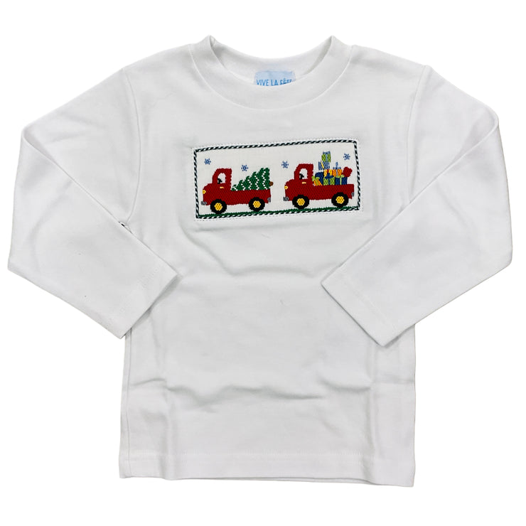 White Chirstmas Truck Smock