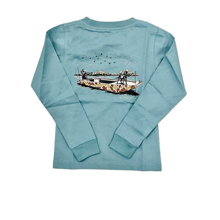 Steel Blue Boat Ride LS Tee