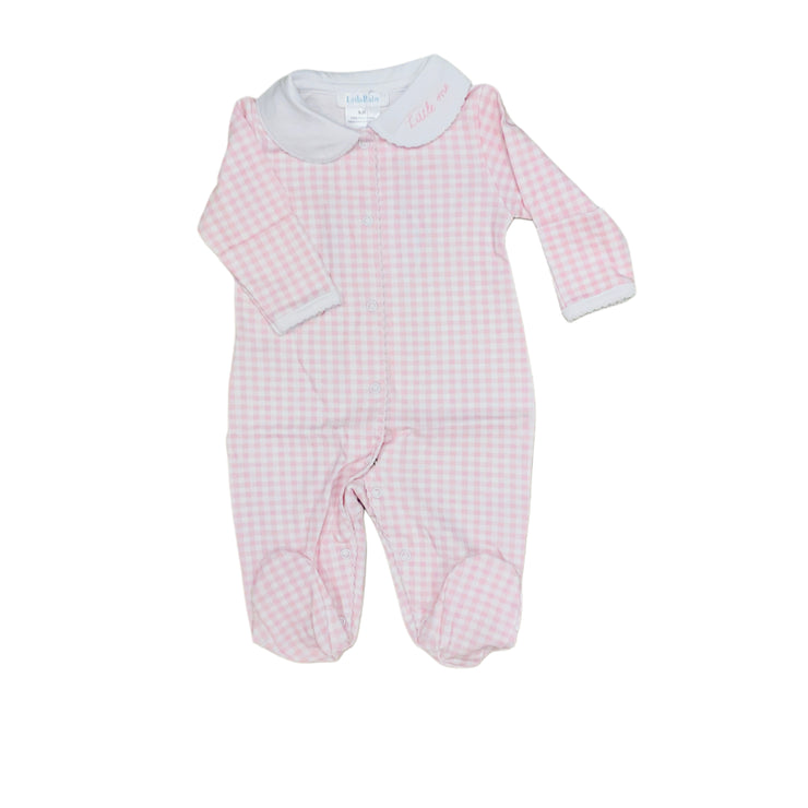 White Pink Gingham Footie