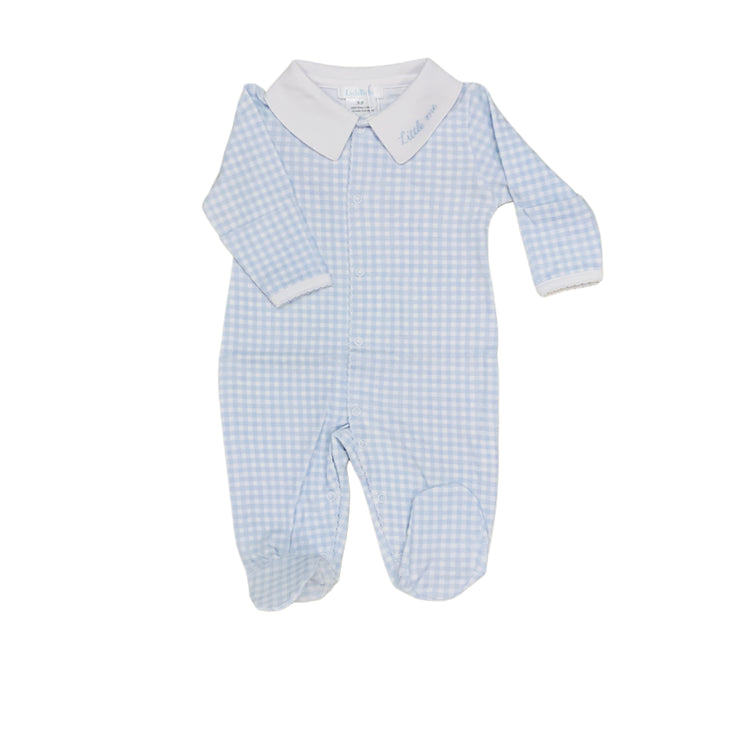White Lt Bl Gingham Footie