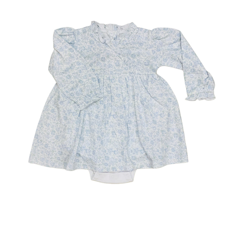 Wh Elegant Blue Floral Dress