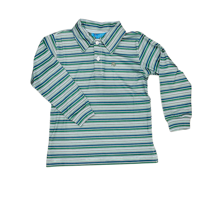Evergreen Stripe LS Perf Polo