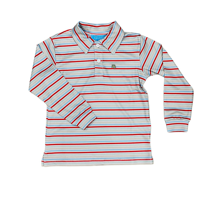 Hazel Stripe LS Perf Polo