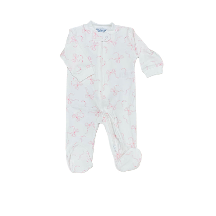 Pink Charming Bows Zipper Footie